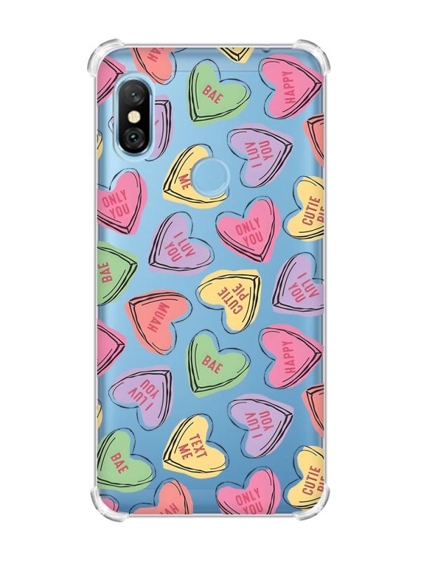 Чохол з потовщеними кутами на Xiaomi Redmi Note 6 Pro :: Сердечка з текстом (принт 333)