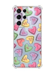 Чохол з потовщеними кутами на Samsung Galaxy S21 Ultra :: Сердечка з текстом (принт 333)