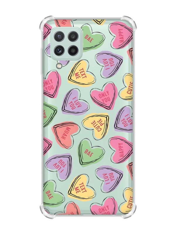 Чохол з потовщеними кутами на Samsung Galaxy M32/A22/M22 4G :: Сердечка з текстом (принт 333)