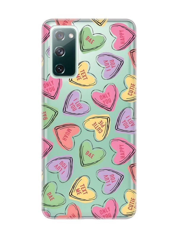 Прозорий чохол на Samsung Galaxy S20 FE :: Сердечка з текстом (принт 333)