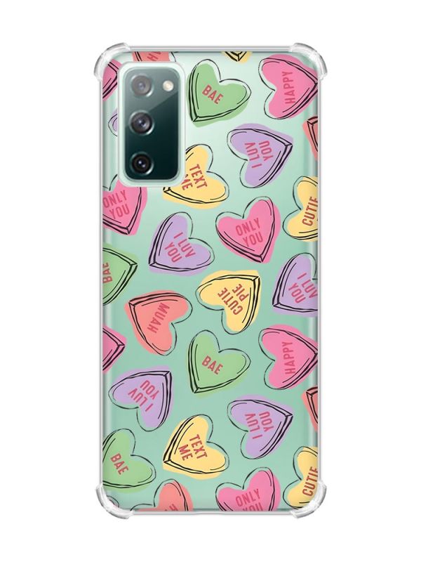 Чохол з потовщеними кутами на Galaxy S20 FE :: Сердечка з текстом (принт 333)