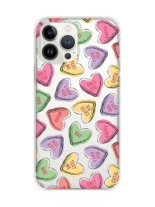 Чохол із потовщеними кутами на iPhone 14 Pro :: Сердечка з текстом (принт 333)