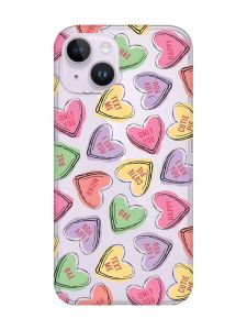 Прозорий чохол із захистом камери на iPhone 14 :: Сердечка з текстом (принт 333)