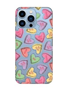 Прозорий чохол на Apple iPhone 13 Pro Max :: Сердечка з текстом (принт 333)