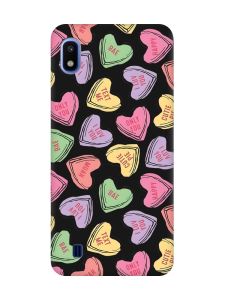 Матовий чорний чохол на Samsung Galaxy A10 (2019) A105 :: Сердечка з текстом (принт 333)