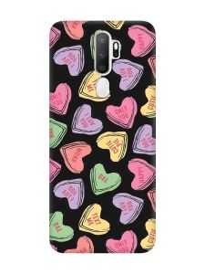 Матовий чорний чохол на Oppo A5 :: Сердечка з текстом (принт 333)