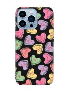 Матовий чорний чохол на Apple iPhone 13 Pro Max :: Сердечка з текстом (принт 333)