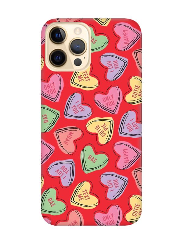 Матовий червоний чохол на Apple iPhone 12 Pro Max :: Сердечка з текстом (принт 333)