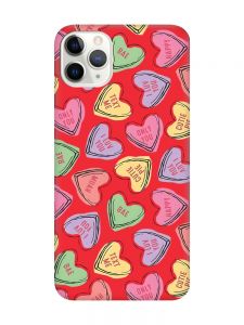 Матовий червоний чохол на iPhone 11 Pro Max (6.5) :: Сердечка з текстом (принт 333)