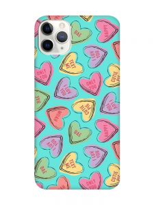 Матовий бірюзовий чохол на iPhone 11 Pro Max (6.5) :: Сердечка з текстом (принт 333)