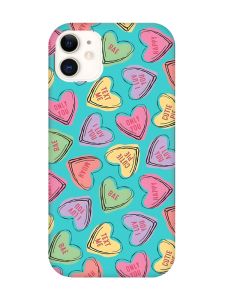 Матовий бірюзовий чохол на Apple iPhone 11 (6.1) :: Сердечка з текстом (принт 333)