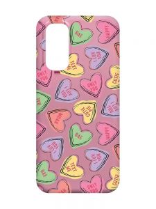 Матовий рожевий чохол на Xiaomi Redmi Note 11 4G :: Сердечка з текстом (принт 333)