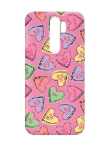 Матовий рожевий чохол на Xiaomi Redmi Note 8 Pro :: Сердечка з текстом (принт 333)