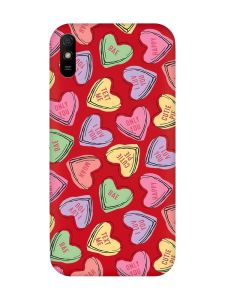 Матовий червоний чохол на Xiaomi Redmi 9A :: Сердечка з текстом (принт 333)