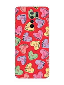 Матовий червоний чохол на Xiaomi Redmi 9 :: Сердечка з текстом (принт 333)