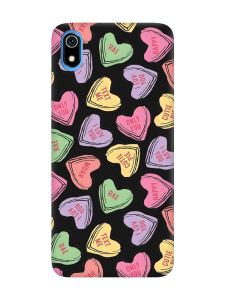 Матовий чорний чохол на Xiaomi Redmi 7A :: Сердечка з текстом (принт 333)