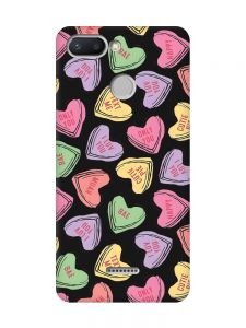 Матовий чорний чохол на Xiaomi Redmi 6 :: Сердечка з текстом (принт 333)