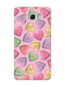 Матовий рожевий чохол на Samsung Galaxy J7(2016) J710 :: Сердечка з текстом (принт 333)