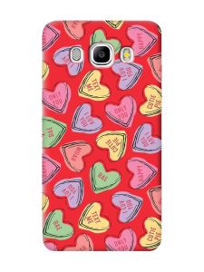 Матовий червоний чохол на Samsung Galaxy J5 (2016) J510 :: Сердечка з текстом (принт 333)