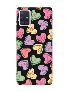 Матовий чорний чохол на Samsung Galaxy A71 / A715 :: Сердечка з текстом (принт 333)