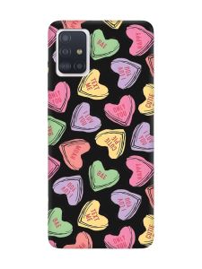Матовий чорний чохол на Samsung Galaxy A51 :: Сердечка з текстом (принт 333)
