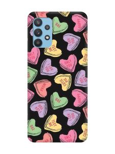 Матовий чорний чохол на Samsung Galaxy A32 :: Сердечка з текстом (принт 333)