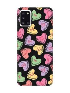 Матовий чорний чохол на Samsung Galaxy A31 :: Сердечка з текстом (принт 333)