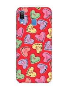 Матовий червоний чохол на Samsung Galaxy A30 (2019) / A20 (2019) :: Сердечка з текстом (принт 333)