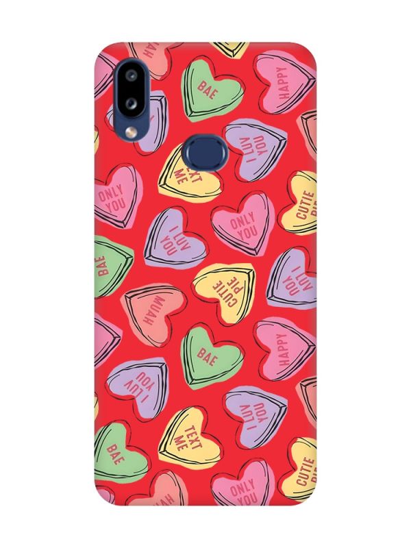 Матовий червоний чохол на Samsung Galaxy A10s (A107) :: Сердечка з текстом (принт 333)