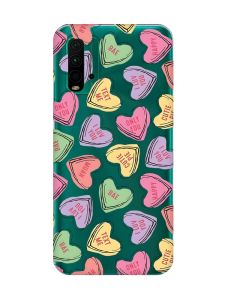 Прозорий чохол на Xiaomi Redmi 9T  :: Сердечка з текстом (принт 333)