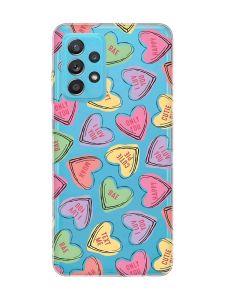 Прозорий чохол на Samsung Galaxy A52 :: Сердечка з текстом (принт 333)