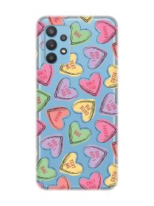 Прозорий чохол на Samsung Galaxy A32 :: Сердечка з текстом (принт 333)