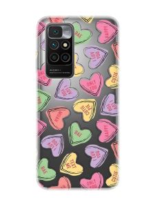 Прозорий чохол на Xiaomi Redmi 10 :: Сердечка з текстом (принт 333)
