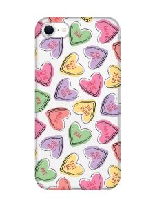 Прозорий чохол для iPhone 7, 8 :: Сердечка з текстом (принт 333)