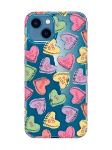 Прозорий чохол для iPhone 13 mini :: Сердечка з текстом (принт 333)