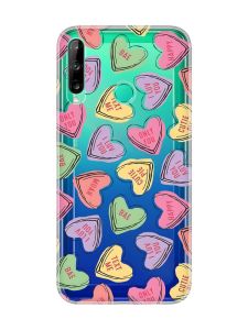 Прозорий чохол для Huawei P40 lite E / Y7p  :: Сердечка з текстом (принт 333)