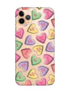 Прозорий чохол на iPhone 11 Pro Max (6,5) :: Сердечка з текстом (принт 333)