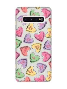 Прозорий чохол на Samsung Galaxy S10 :: Сердечка з текстом (принт 333)
