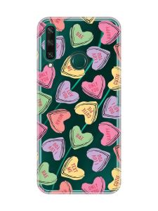 Прозорий чохол на Huawei Y6p :: Сердечка з текстом (принт 333)