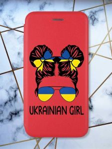Чохол-книжка з малюнком для Samsung Galaxy A14 5G Червоний :: Українська дівчина (патріотичний принт 113)
