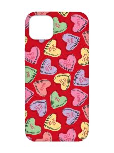 Матовий червоний чохол на iPhone 14 Plus :: Сердечка з текстом (принт 333)