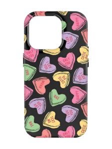Матовий чорний чохол на Apple iPhone 14 Pro Max :: Сердечка з текстом (принт 333)