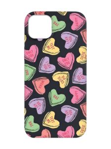 Матовий чорний чохол на Apple iPhone 14 Plus :: Сердечка з текстом (принт 333)