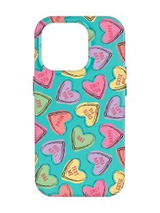 Матовий бірюзовий чохол на Apple iPhone 14 Pro Max :: Сердечка з текстом (принт 333)