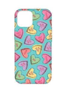 Матовий бірюзовий чохол на Apple iPhone 12 Pro Max :: Сердечка з текстом (принт 333)