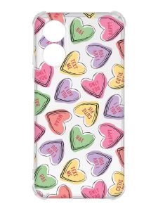 Чохол із потовщеними кутами на Oppo A17 :: Сердечка з текстом (принт 333)