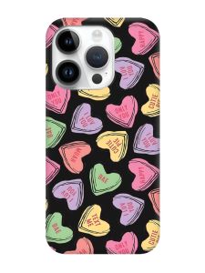 Матовий чорний чохол на Apple iPhone 14 Pro :: Сердечка з текстом (принт 333)