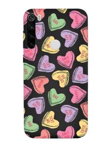 Матовий чорний чохол на Xiaomi Redmi Note 8T :: Сердечка з текстом (принт 333)