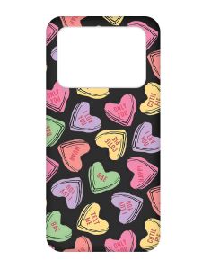 Матовий чорний чохол на Xiaomi Poco X4 Pro 5G :: Сердечка з текстом (принт 333)