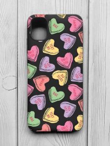 Матовий чорний чохол на Samsung Galaxy A04E/A042 :: Сердечка з текстом (принт 333)